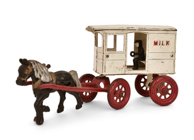 American Painted Cast Iron Milkman & Horse Toy