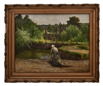 French Genre Scene, Oil on Canvas, 19th Century