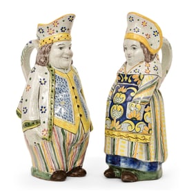 Pair of English Pottery Figural Pitchers