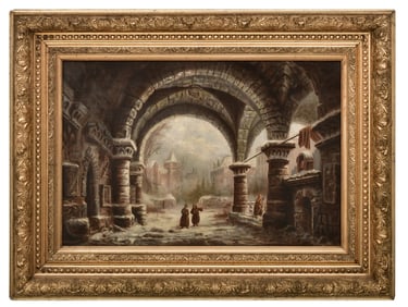 Monastery Winter Scene, Late 19th Century, Unsigned