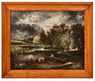 Stormy Landscape with Figures, Oil on Canvas, Early 20th Century