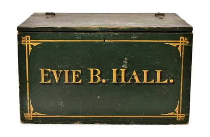 19th Century Paint-Decorated Wood Box, Evie B. Hall