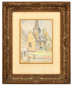 Frank Myers Boggs (American/French, 1855-1926), Village Scene with Church