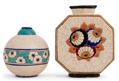 Two Longwy Pottery Floral Vases