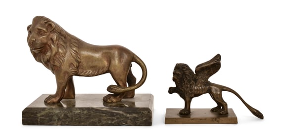Two Early 20th Century Bronze Figures of Lions