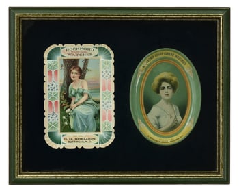 Two Rockford High-Grade Watches Tin Advertising Trays