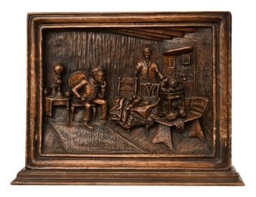 Black Forest Carved Wall Plaque of an Interior Scene