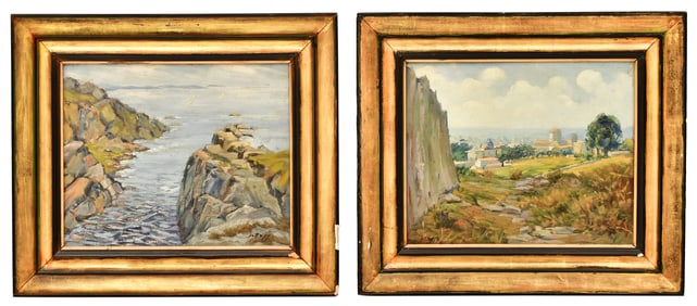 Two French Landscape Paintings, Oil on Board