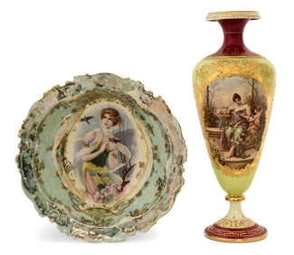 Royal Vienna Style Porcelain Vase and a German Porcelain Bowl