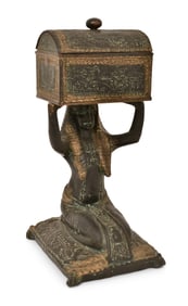 Egyptian Revival Bronze Figural Match Holder