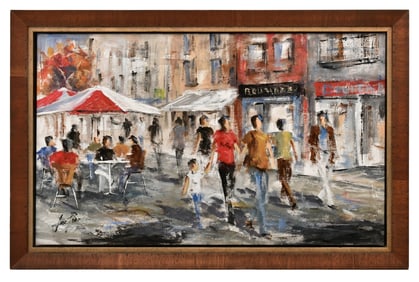 Street Scene, Oil on Canvas, 20th Century