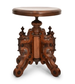 American Walnut & Burl Walnut Piano Stool