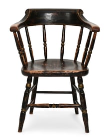 American Grain-Painted & Stencil-Decorated Captain's Chair