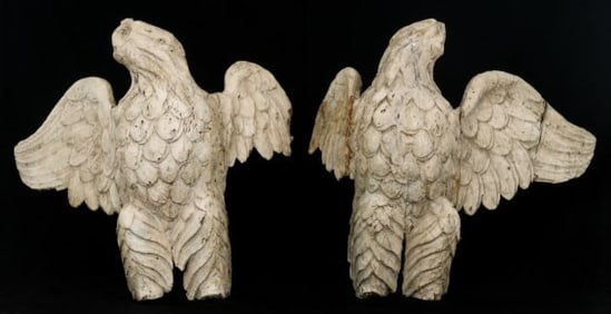 Pair of American Carved & Painted Eagles