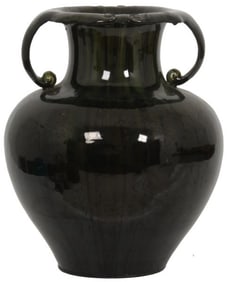 American Glazed Pottery Two-Handled Vase