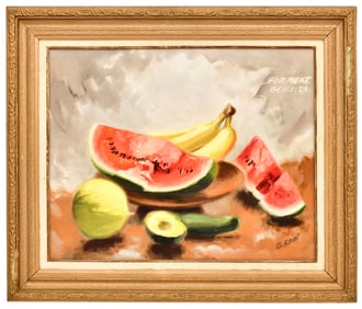 Still Life with Fruit, "For Meat, Gen. 1:29," Oil on Canvas, G. Lodi