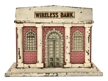 American Cast Iron, Tin & Wood "Wireless Bank" Mechanical Bank