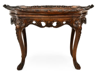 American Carved Walnut Tray-Top Low Table