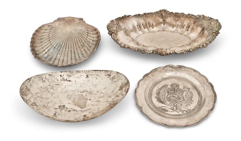 Four Sterling Silver Plates & Trays