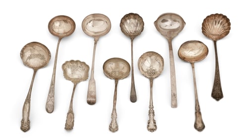 Lot of Ten English Sterling Silver Ladles