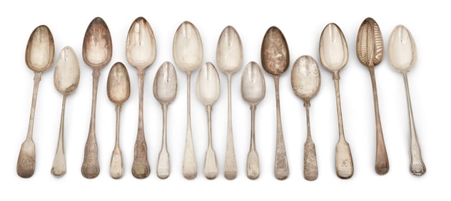 Lot of Large English Sterling Silver Spoons