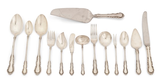 Reed & Barton Sterling Silver "Georgian Rose" Flatware Set, 51 Pieces