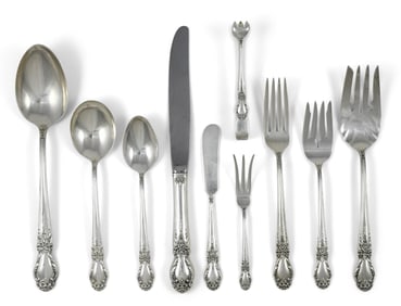 International Sterling "Brocade" Flatware Set, 53 Pieces
