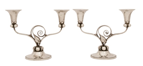 Pair of International Sterling Silver "La Paglia" Candelabras