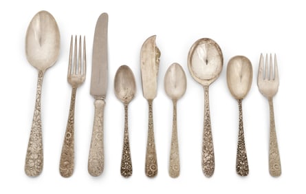 S. Kirk & Son Sterling Silver "Stieff Rose" & "Repousse" Flatware, 36 Pieces