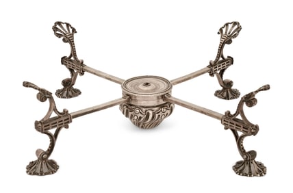 English Georgian Sterling Silver Dish Warming Stand