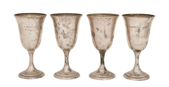 Set of Four Alvin Sterling Silver Wine Goblets