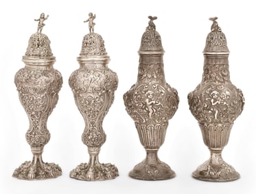 Two Sets of 800 Silver Salt & Pepper Shakers