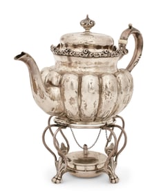 Black, Starr & Frost Georgian Sterling Silver Tea Kettle on Stand