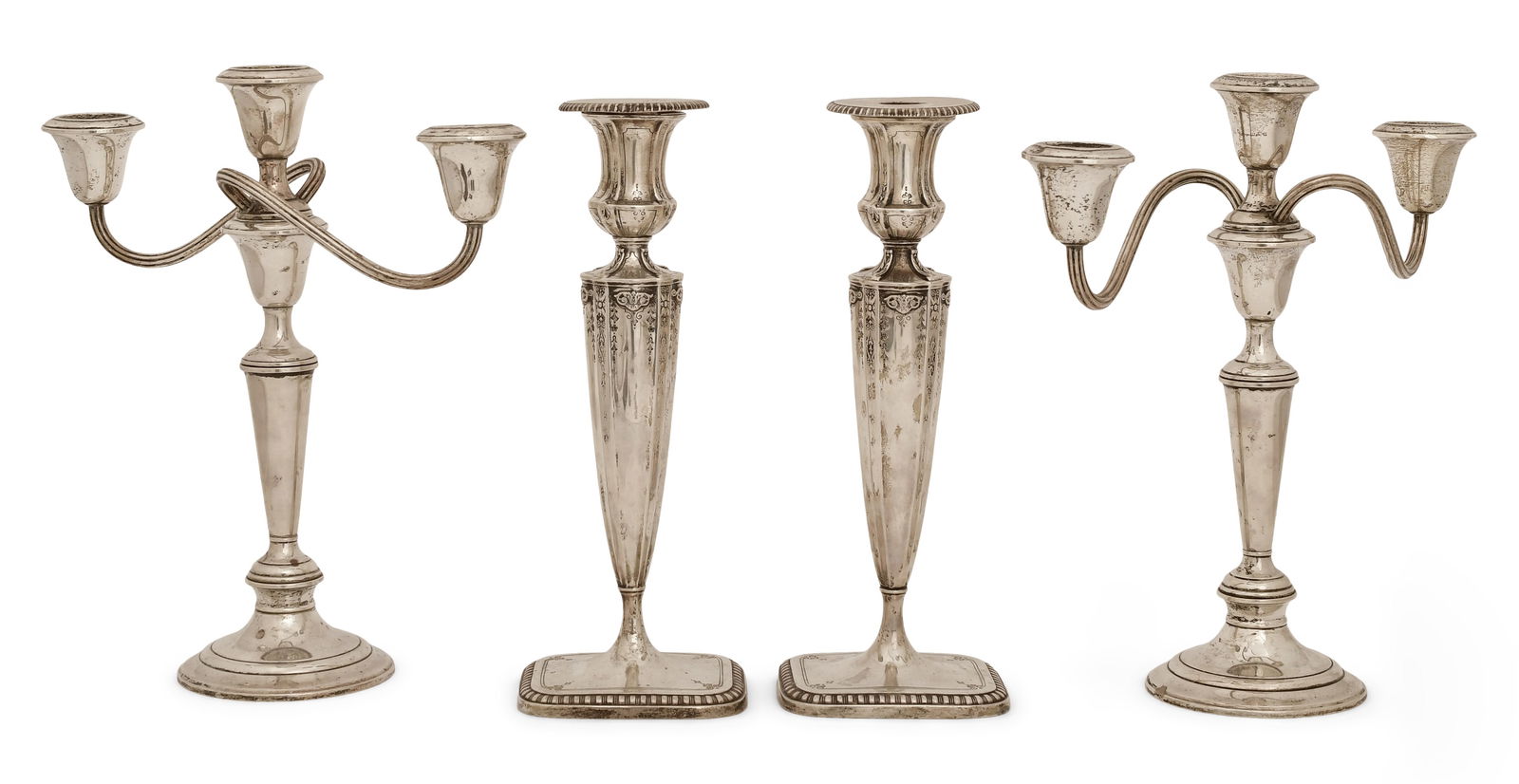 A Pair of Gorham Sterling Silver Candelabra and a Pair of Reed & Barton Sterling Silver Candlesticks (1 of 9)