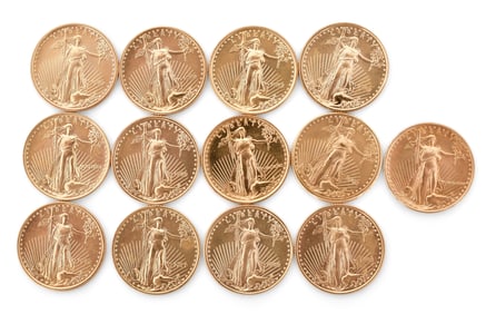 Lot of 13 American Eagle $5 Gold Coins