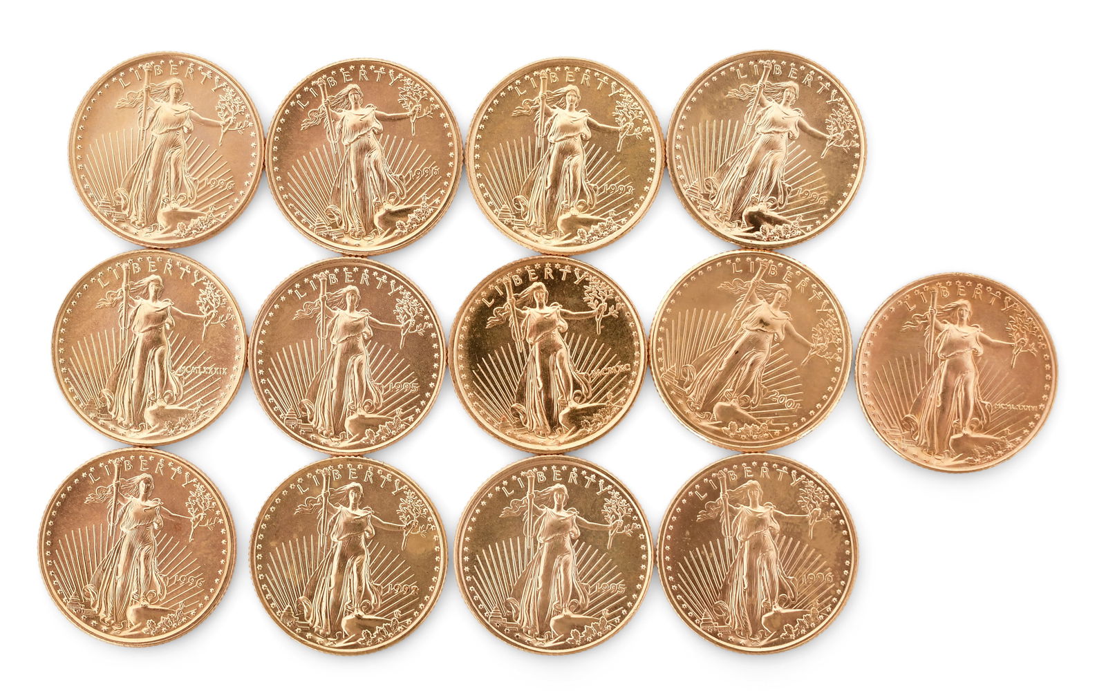 Lot of 13 American Eagle $5 Gold Coins (1 of 2)