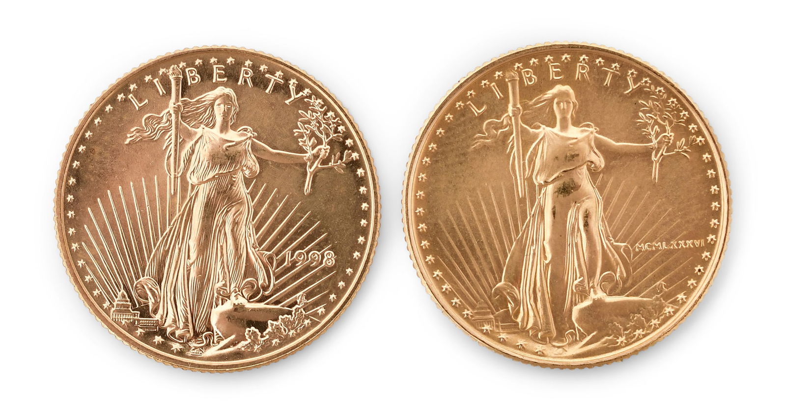 Two American Eagle $10 Gold Coins, 1986 & 1998 (1 of 2)