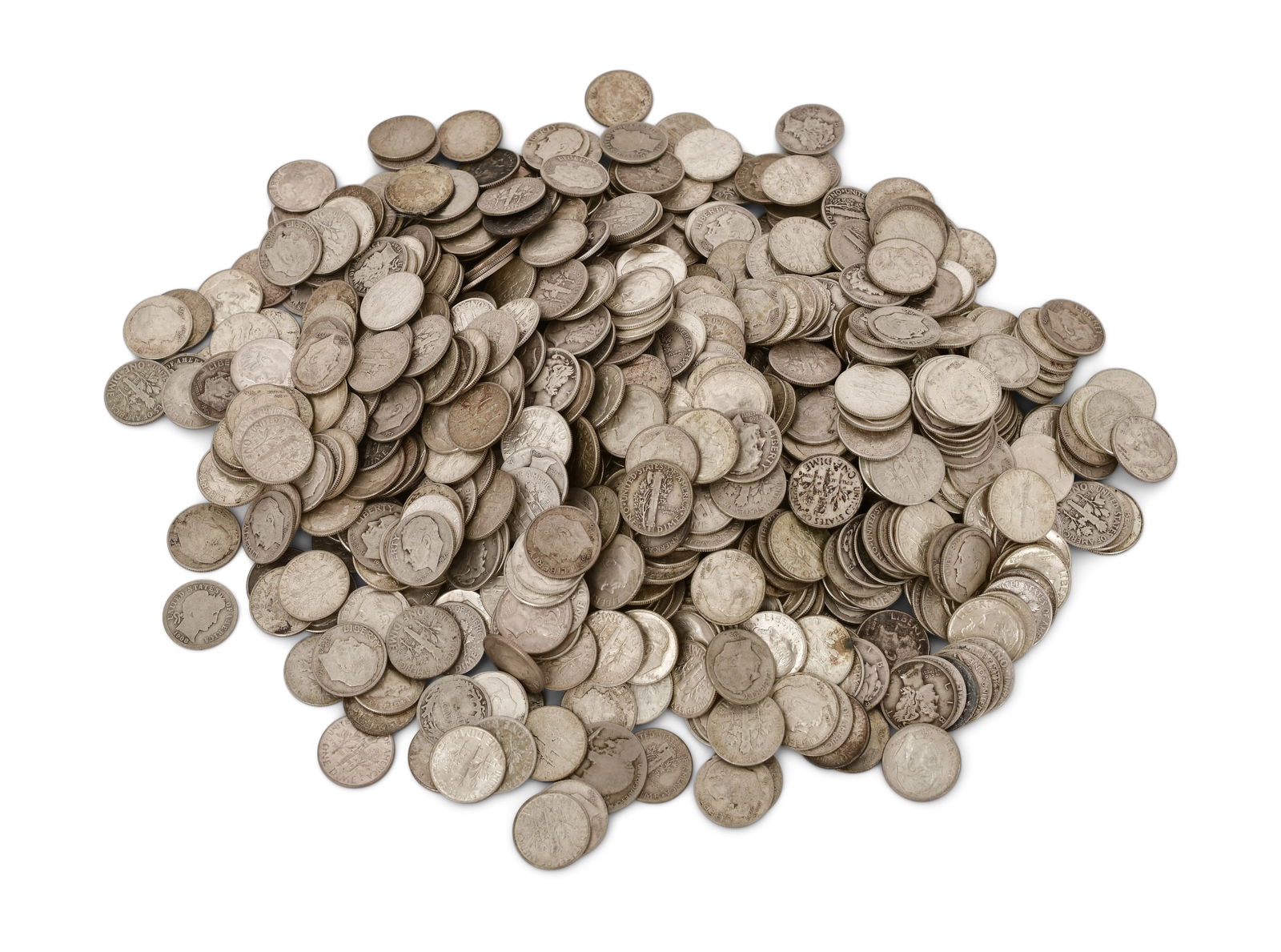 Silver Mercury & Roosevelt Dimes, 58.38 Troy Ounces (1 of 2)