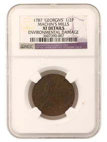 1787 'Georgius' Machin's Mills Half Penny, NGC Graded
