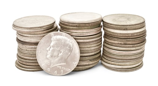 Lot of 59 40% Silver Half Dollars