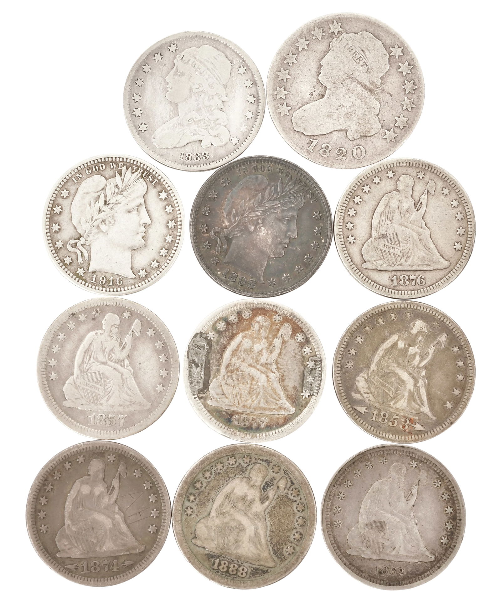 Lot of 11 American Silver Quarter Dollars (1 of 2)