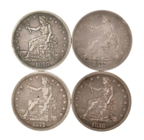 Four American Silver Trade Dollars