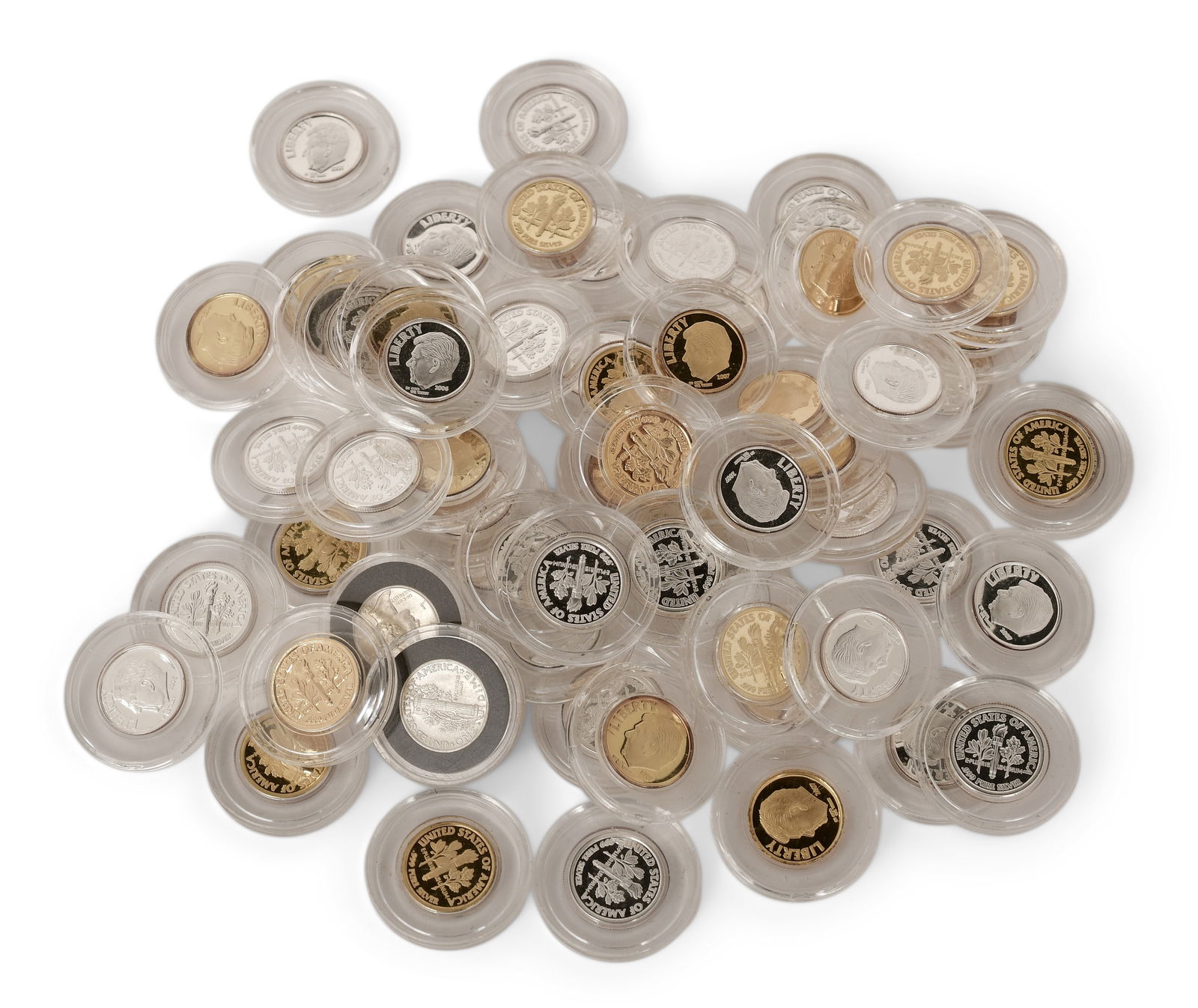 Lot of 63 American Silver Dimes & Coins (1 of 3)