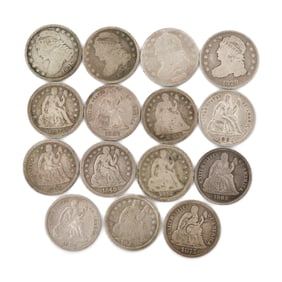Lot of 15 Early American Silver Dimes