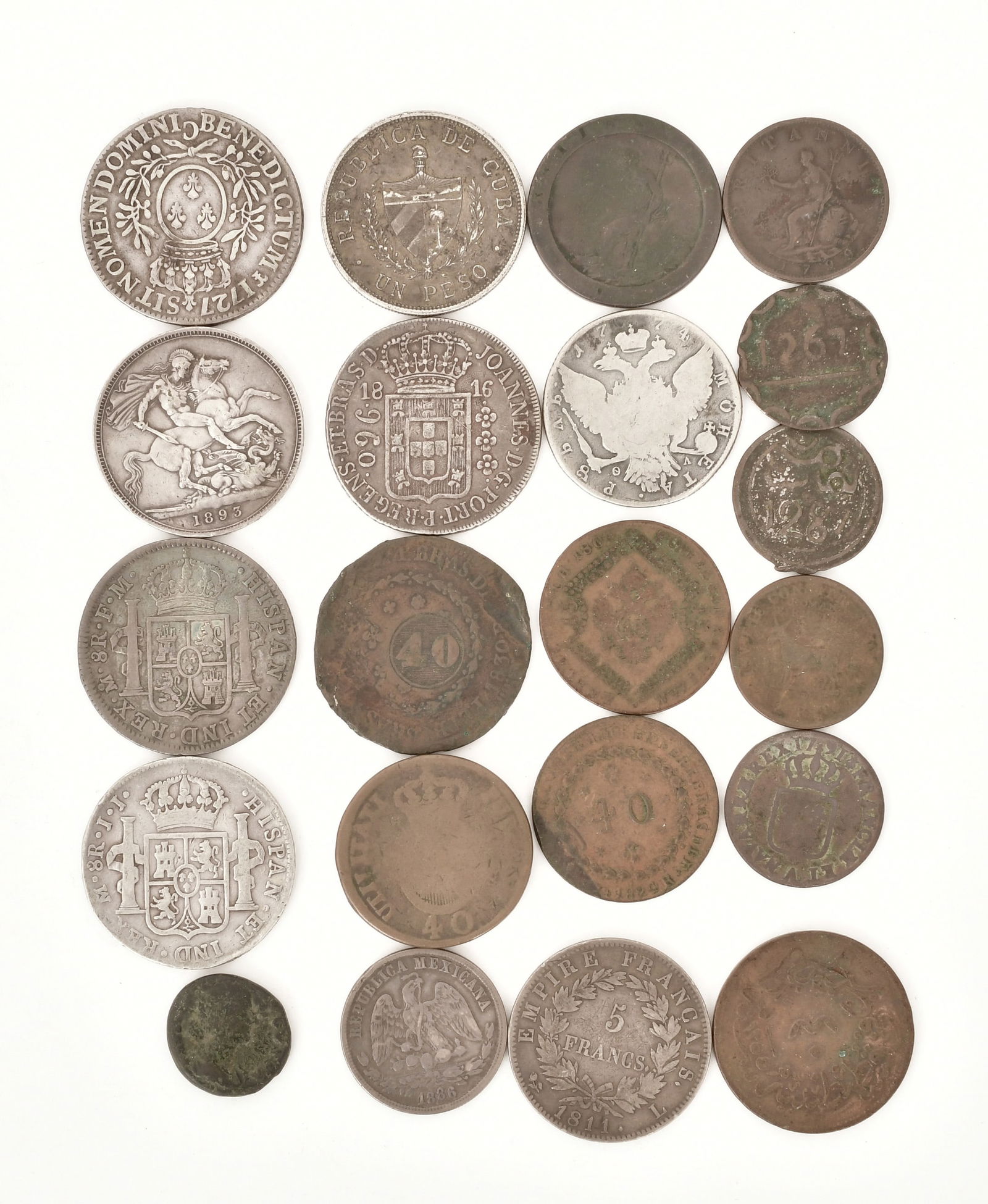 Lot of 21 Early Foreign Coins (1 of 1)