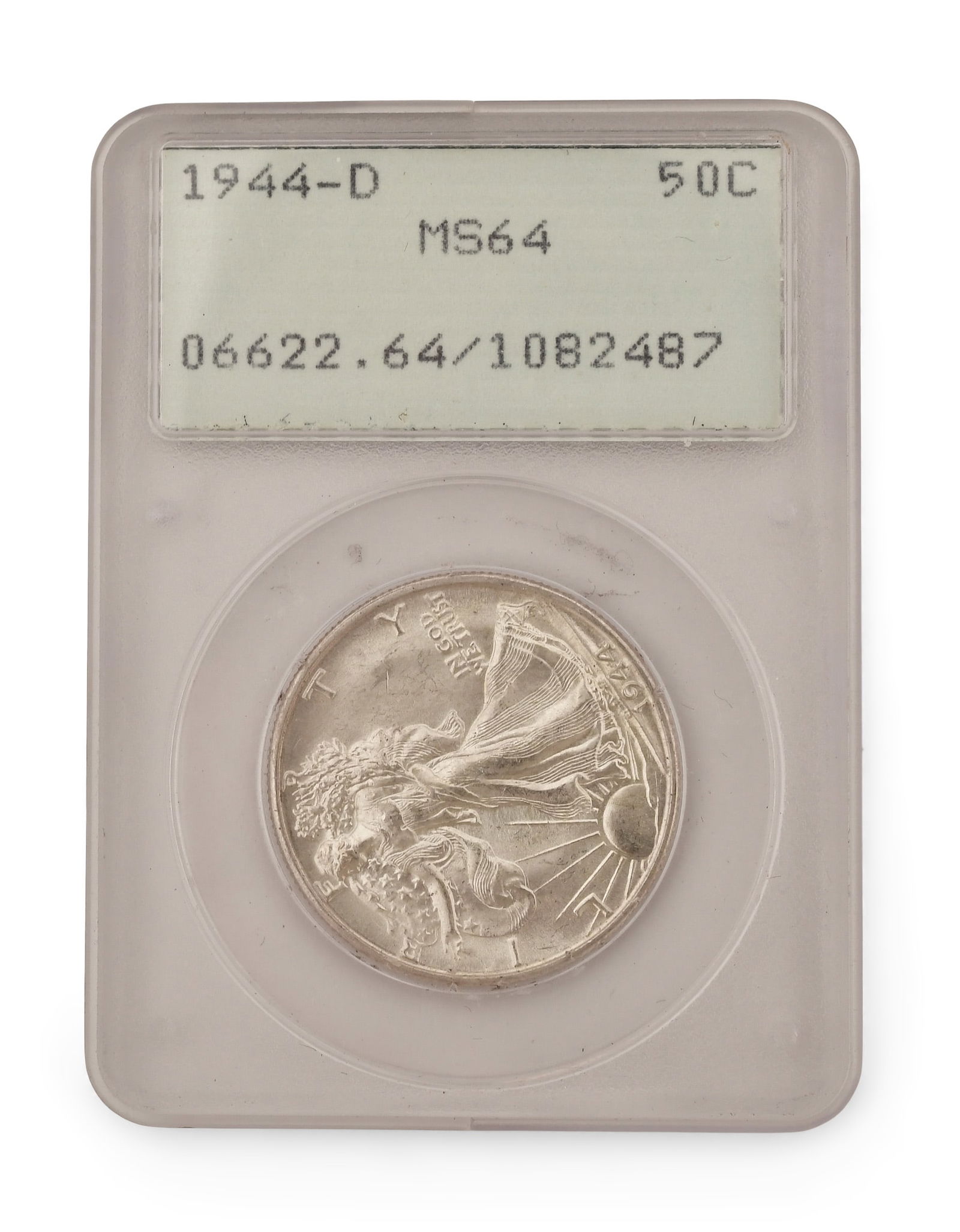 Graded 1944-D Walking Liberty Silver Half Dollar, MS64 (1 of 2)