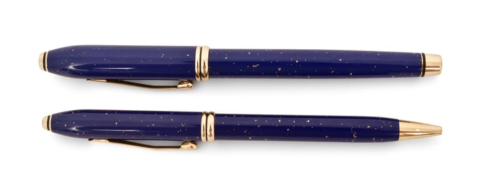 Two Cross Lapis Lazuli Pens with Boxes