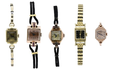 Lot of Five 14K Gold Watches