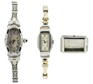 Two 18K Gold Wristwatches and an 18K Gold Watch Case