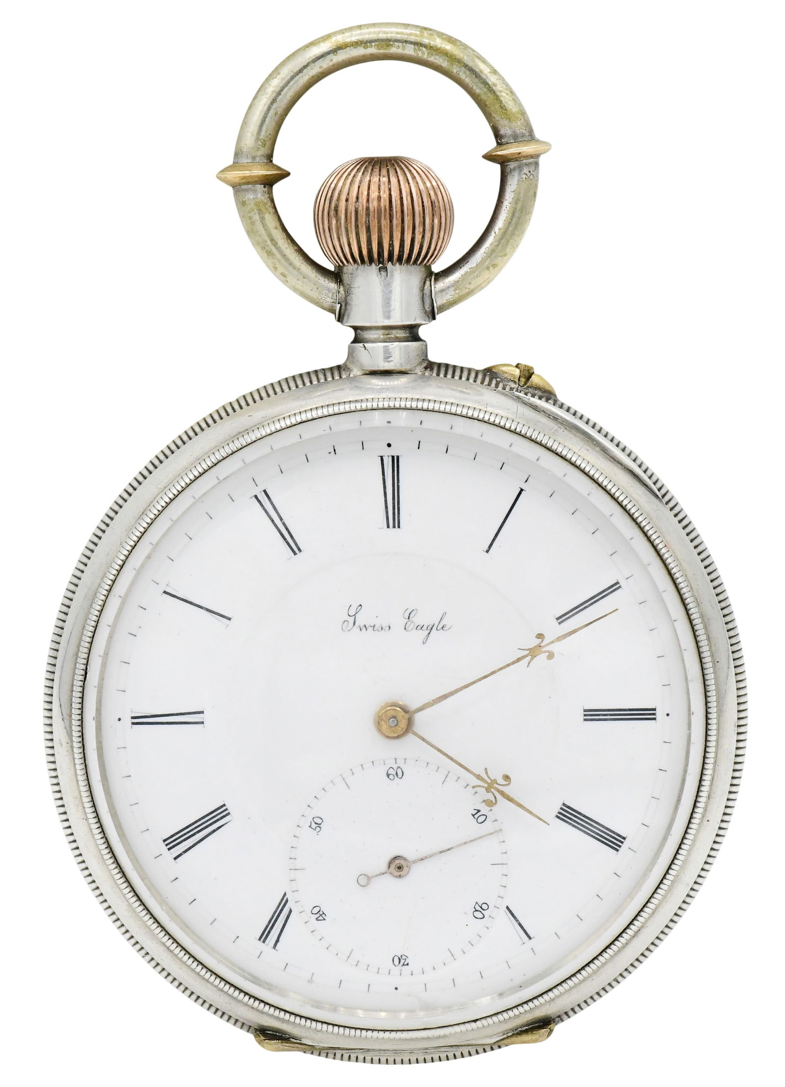 Swiss Eagle Coin Silver Pocket Watch (1 of 3)